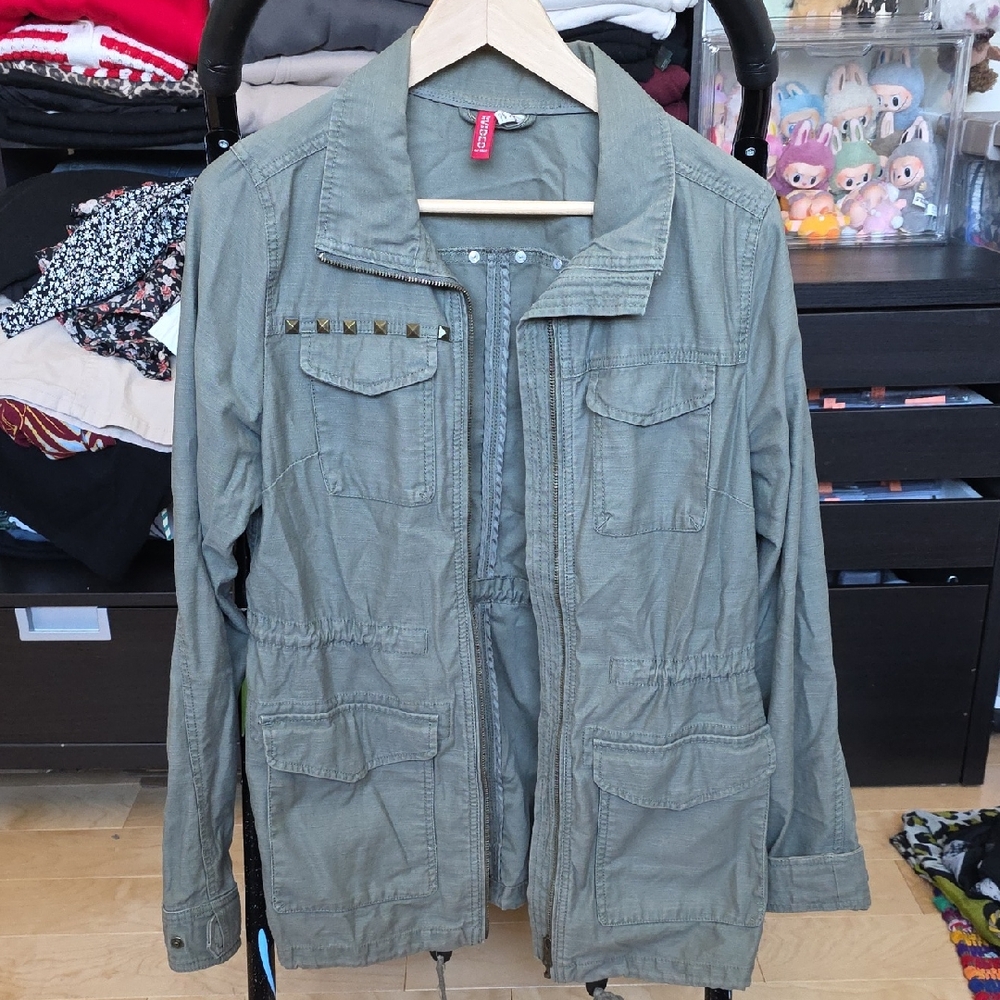 H&M Olive Green Studded Jacket